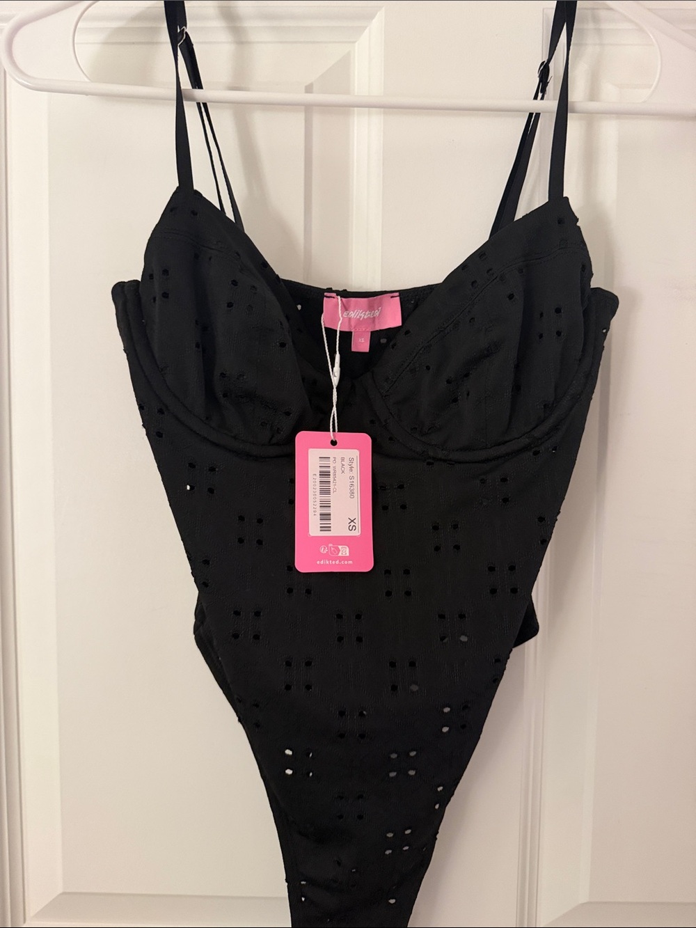 Kids Black One-Piece Swimsuit with Eyelet Detail - (Brand: )
